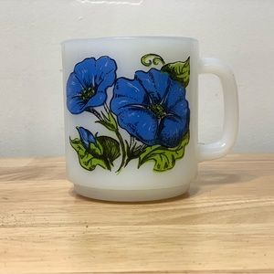 Vintage Milk Glass Language of Flowers Mug